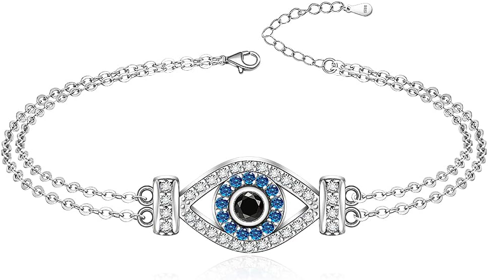 Fenthring Evil Eye Anklet Sterling Silver Protection Turkish Blue Eyes Ankle Bracelets Anklets for Women Chain Jewelry