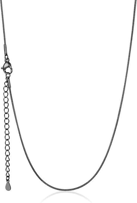 U7 Snake Necklace for Women 14K Gold Plated/Silver/Rose Gold/Black Chain Necklace Hypoallergenic, Stainless Steel Tiny Snake Chain Necklace 1/1.2/1.5/2MM, 14-30" Adjustable Minimalist Gift