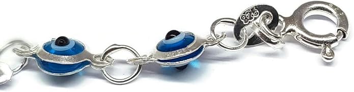 MYSTIC JEWELS By Dalia - Silver Lucky Tiny Evil Eye Bracelet - 7"