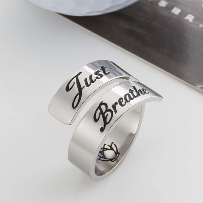 Inspirational Motivational Adjustable Ring Personalized Stainless Steel Spiral Wrap Twist Rings Encouragement Statement Graduation Jewelry Birthday Gifts for Women Teengirls.
