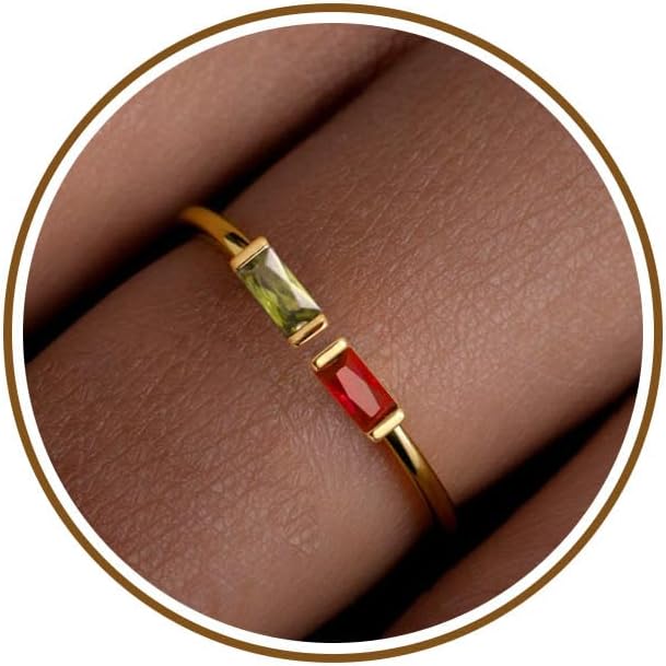 JSJOY Birthstone Rings for Women Dainty Emerald Blue Ring Birthday Gifts for Mom Her Gemstones CZ Ring for Teens Gold Rings That Don't Tarnish Adjustable Ring Jewelry Gifts