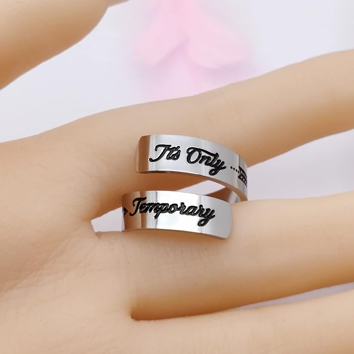 Inspirational Motivational Adjustable Ring Personalized Stainless Steel Spiral Wrap Twist Rings Encouragement Statement Graduation Jewelry Birthday Gifts for Women Teengirls.