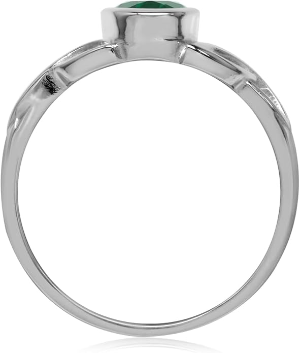 Silvershake 7x5MM Oval Shape Birthstone Gemstone White Gold Plated or 18K Yellow Gold Plated 925 Sterling Silver Triquetra Trinity Celtic Knot Solitaire Ring Jewelry for Women
