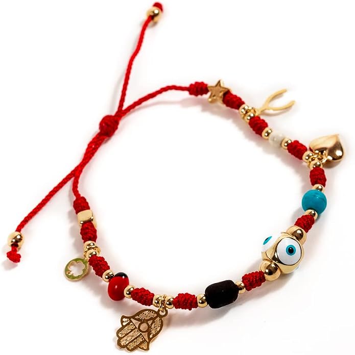 Full Protection Evil Eye Azabache And Good Luck Pendants Red String Bracelet for Women Hilo Rojo De Buena Suerte