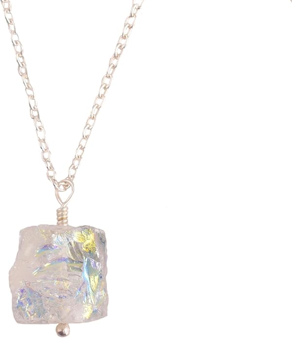 Natural Angel Aura Quartz Crystals Pendant Necklace, Cabochon Gemstone, Energy Healing Crystals, Birthday, Gift for Her, Gemstone Jewelry 18 inch AAA+ Quality
