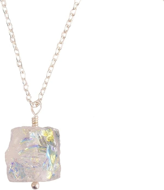 Natural Angel Aura Quartz Crystals Pendant Necklace, Cabochon Gemstone, Energy Healing Crystals, Birthday, Gift for Her, Gemstone Jewelry 18 inch AAA+ Quality