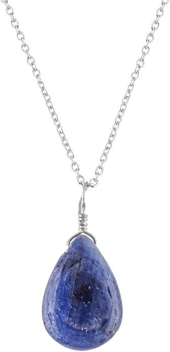Raw Gemstone Dainty Pendant Necklace for Women, Trendy Healing Chakra Crystal, Birthstone Handmade 925 Sterling Silver Adjustable 18 inch Chain Jewelry, Birthday Gifts