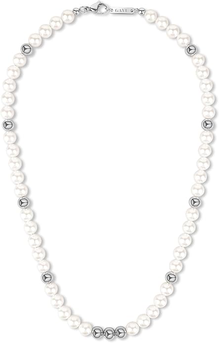 GAVU Men's Pearl Necklace, Pearl Jewelry Crystal Beaded Necklace for Men 20"/22"/24"/26"