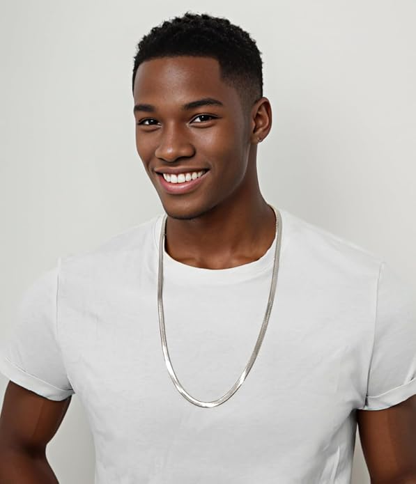 Herringbone Chain 316L Stainless Steel 14,16,18,20,22,24,27,30 inches Necklace for Men and Women in Gold, Silver Tone