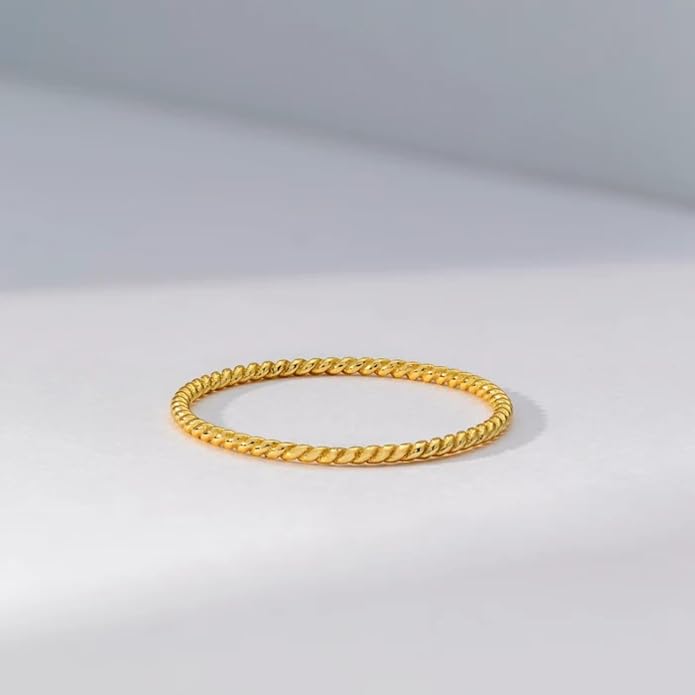 14K Gold Vermeil Ring for Women, Minimalist Stackable Band, 925 Sterling Silver Statement & Everyday Jewelry, Gifts for Women