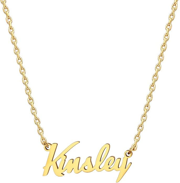 MOMOL 18K Gold Plated Stainless Steel Name Necklace Personalized Custom Name Necklace Customized Nameplate Necklace for women