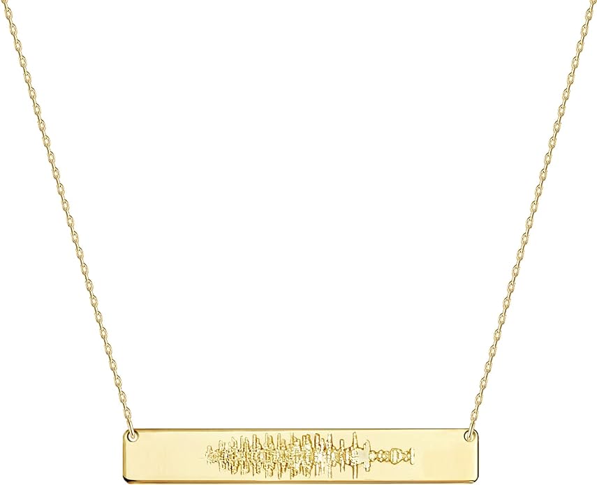 Personalized Engraved Bar Necklace - Unique Customizable Pendant for Any Occasion - Name, Date, Coordinates, Soundwave, Morse Code & More - Meaningful Gift for Loved Ones