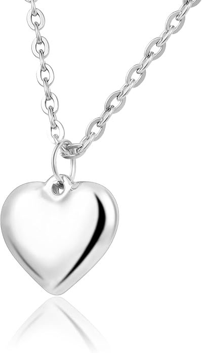 Milakoo Stainless Steel Pendant Necklace for Women Heart Charms Link Chains 23" Length Lobster Clasp