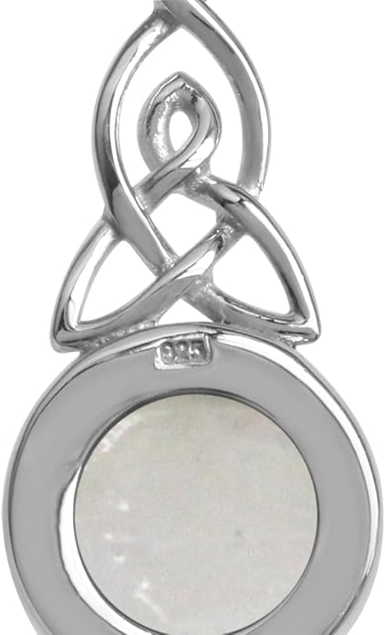 Silvershake 8MM Round Shape Gemstone White Gold Plated or Yellow Gold Plated 925 Sterling Silver Triquetra Celtic Knot Pendant or Pendant with 18 Inches Chain Necklace Jewelry for Women