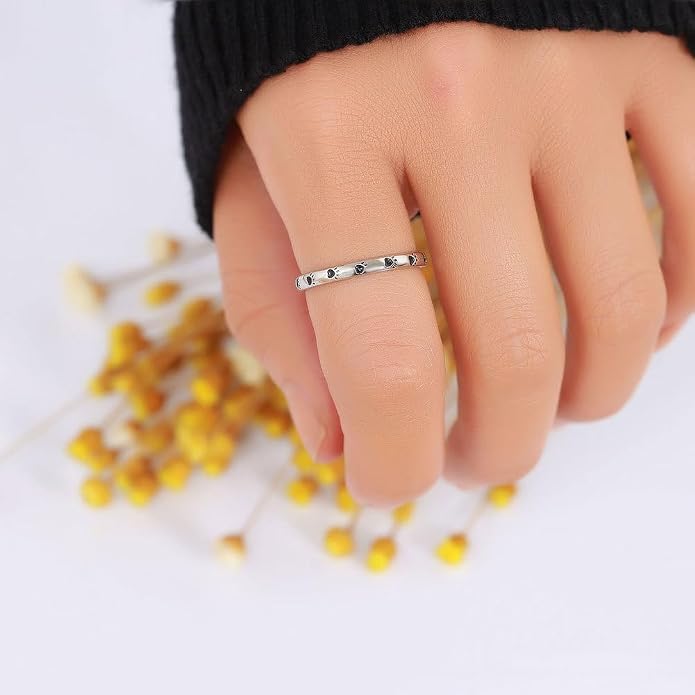 925 Sterling Silver Dainty Daisy Butterfly Paw Heart Eternity Rings Blue Flower Finger Rings for Women Stacking Promise Rings Gift Jewelry