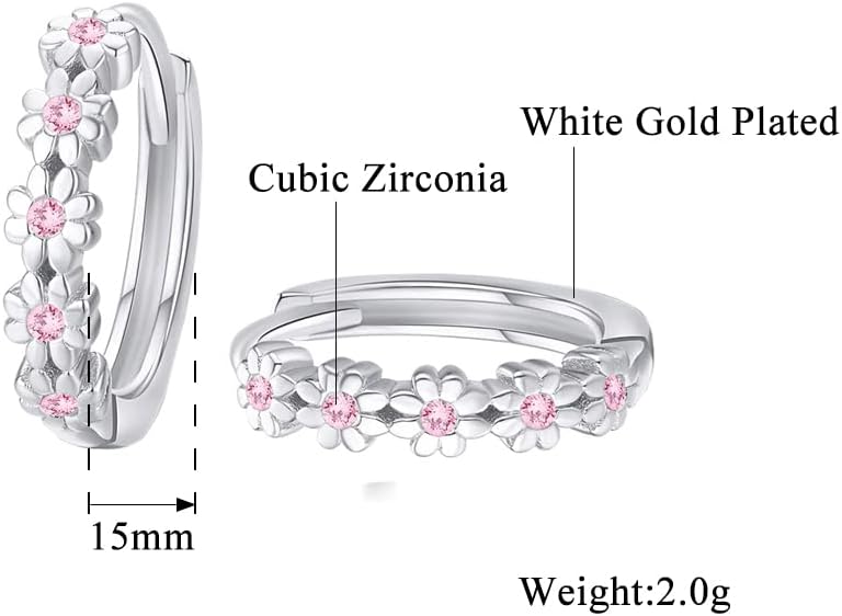 CiNily Small Hoop Earrings for Women Girls Flower Cubic Zirconia Huggie Earrings Hypoallergenic 14K Yellow Gold Plated Cartilage Earrings