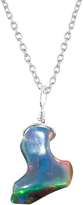Natural Raw Crystal Rough Gemstone Pendant Necklace For Women, Chakra Healing Stones, Birthstone Jewelry, Rhodium Plated 925 Sterling Silver Chain 18 inch, Birthday Gift