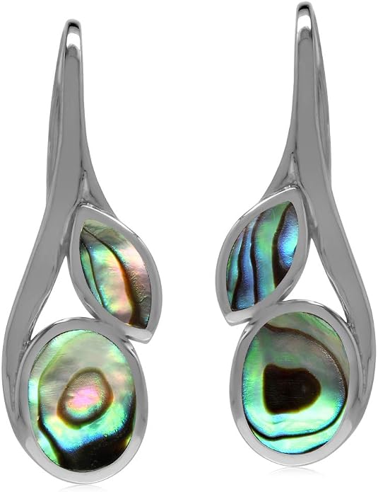 Silvershake Natural or Created Cabocochon Stones White Gold Plated 925 Sterling Silver Casual Hook Earrings Jewelry for Women