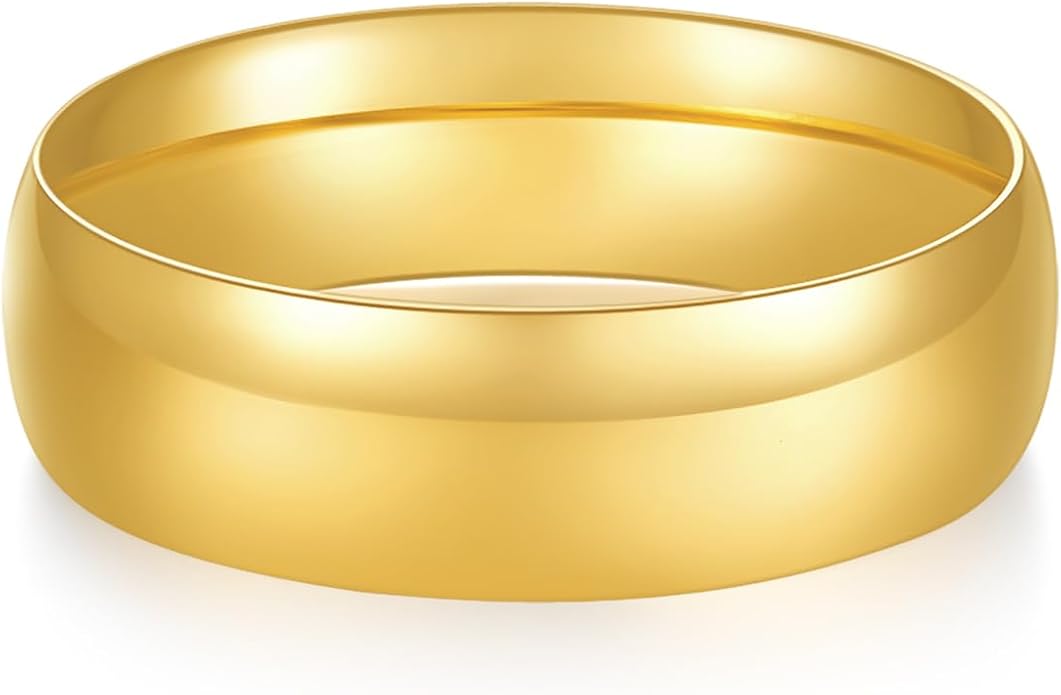 BORUO Silver Ring - 925 Sterling Silver Rings for Women - 14K Gold Plated Waterproof Wedding Band - Elegant Stacking Silver Band For Women and Men - Gifts for Special Occasions 4mm, 6mm Ring Size 4-15