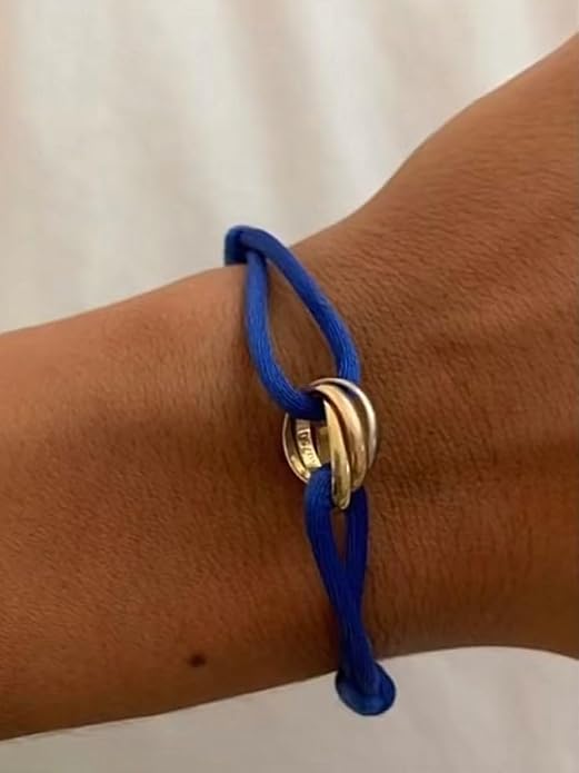 Joy-D 3 Rings Bracelet - String Bracelet with 3 Colors Rings, Adjustable Cord, High Quality Women&Men Bracelet, Gold Jewelry, Perfect Gift for Her&Him