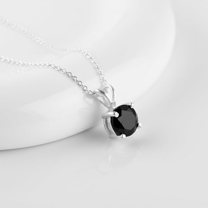OdrillionGems Natural Gemstone Pendant Necklace, 925 Sterling Silver, Healing Crystal, Birthstone, Round Faceted, Handmade, Women Jewelry, Christmas Gift 16+2inch