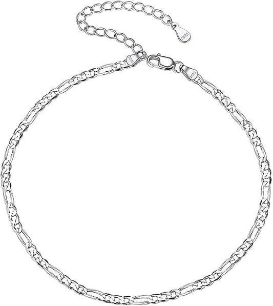 PROSILVER 925 Sterling Silver Ankle Bracelets For Women, Stylish Chain Anklets, Summer Beach Jewelry, 8.6-10.6 Inch Adjustable, Come with Box
