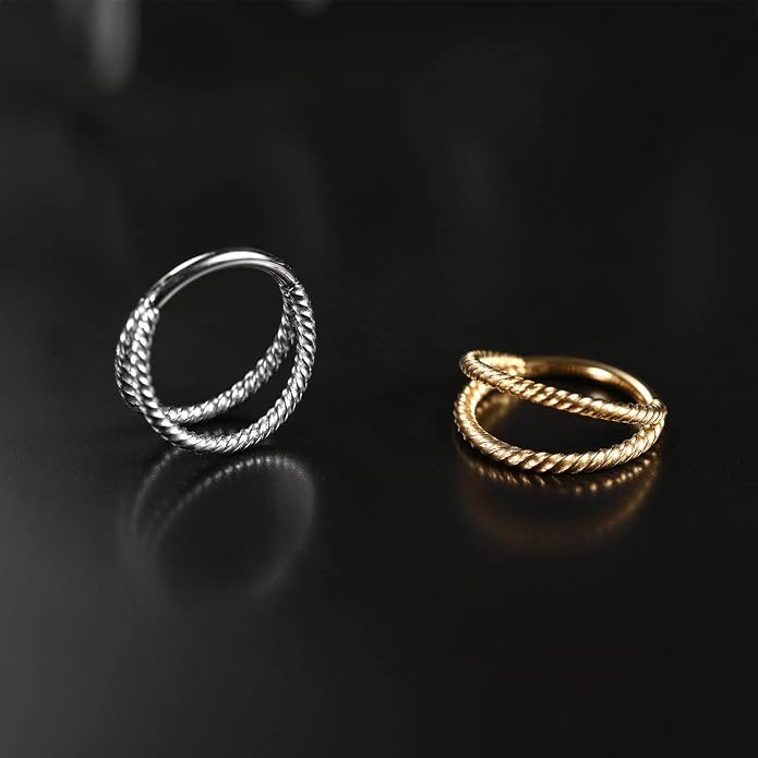 316L Surgical Steel Septum Clicker Ring Nose Ring Hoop Sleeper Hoop Earring Helix Rook Conch Cartilage Daith Tragus Earrings Lobe Nose Piercing Jewelry for Women