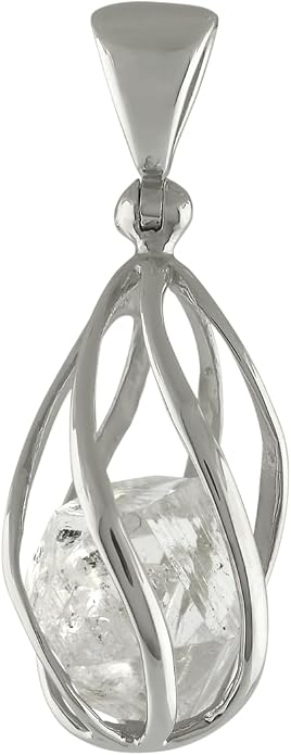 Starborn Gemstone teardrop Style Cage Pendant Sterling Silver