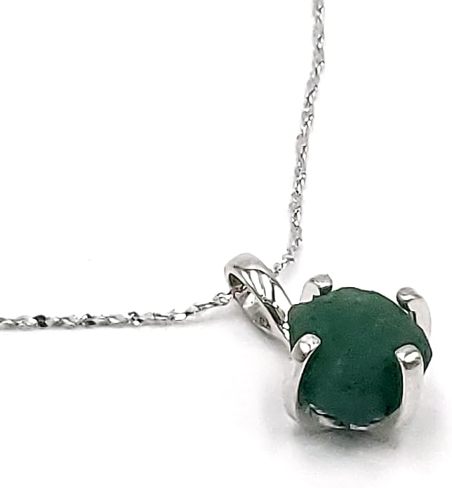Natural raw gemstone pendant chain necklace with white gold over 925 solid sterling silver, birthstone dainty solitaire gift for her, uniquelan jewelry