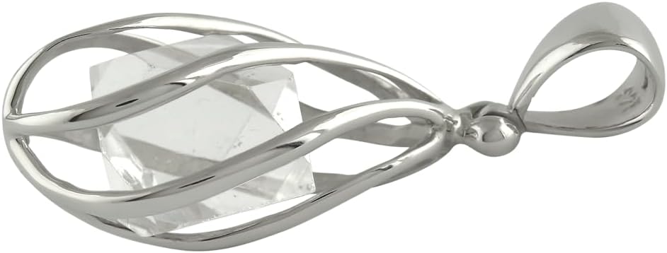 Starborn Gemstone teardrop Style Cage Pendant Sterling Silver