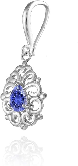 Sterling Silver Genuine, Simulated, or Created Gemstone 6x4mm Teardrop Filigree Dainty Dangle Earrings