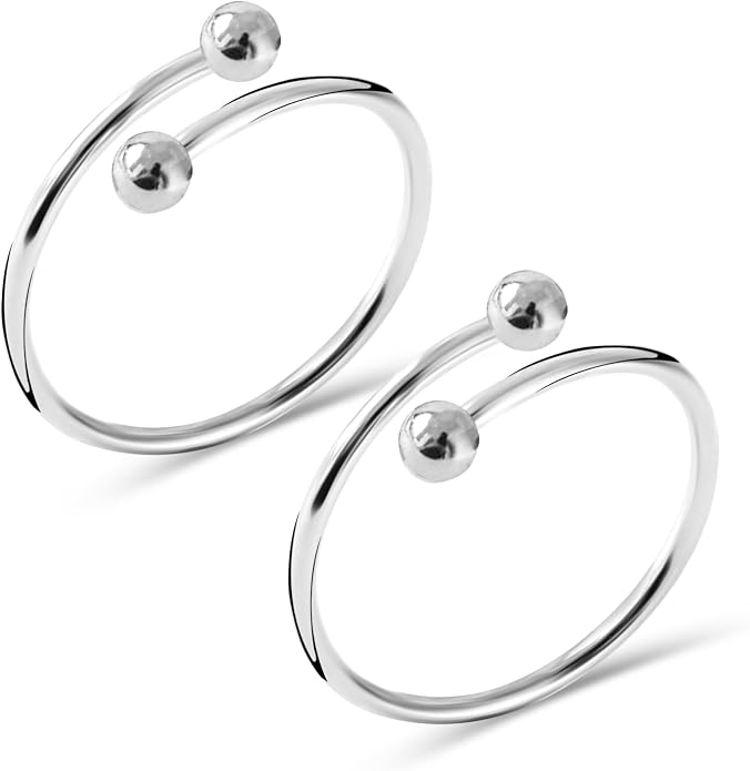 LeCalla 925 Sterling Silver Toe Ring for Women | Minimalistic Adjustable Pair of Toe-Rings | Mid Finger Bichhiya | Indian Toe Rings | Summer Beach Bare Foot Foot Jewelry