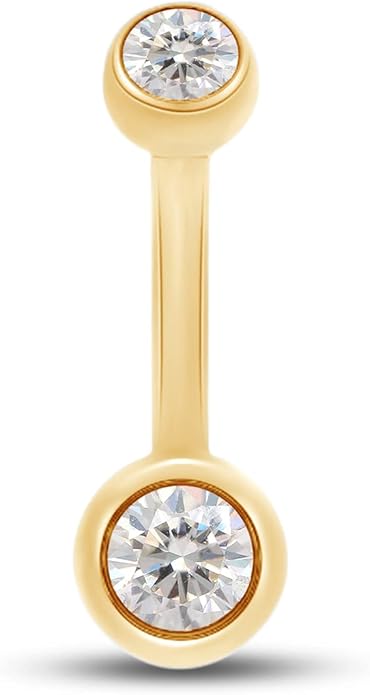 SAVEARTH DIAMONDS 1/3 Carat Round Cut Moissanite & Lab Grown Diamond Belly Button Navel Rings Body Piercing Jewelry For Women In 14K Gold Over Sterling Silver (VVS1 Clarity, 0.33 Cttw)
