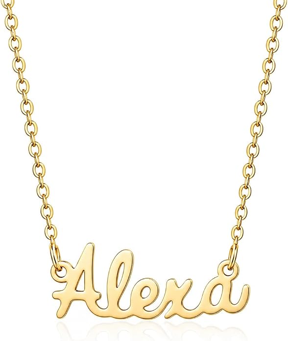 MOMOL 18K Gold Plated Stainless Steel Name Necklace Personalized Custom Name Necklace Customized Nameplate Necklace for women