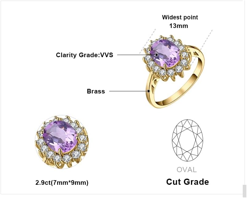 JewelryPalace Princess Diana Kate Middleton Class Gemstone Birthstone Sapphire Halo Engagement Rings for Women, Anniversary 14K White Yellow Rose Gold Plated 925 Sterling Silver Promise Rings for Her