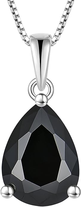 YL Teardrop Necklace 925 Sterling Silver Solitaire Pendant 9x12 MM Pear Cut Multicolored Birthstone Jewelry for Women