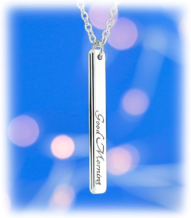 Personalized Vertical Bar Name Necklace, Custom Engraved His and Hers Couples Pendant in Old English Cursive or Block Script, 16K Gold Silver Plated Stainless Steel, Anniversary Birthday Gift