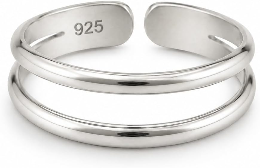 Sterling Silver Toe Ring, Handmade Adjustable Open Band, Minimalist Dainty Summer Beach Foot Jewelry for Women, Can Be Worn as Knuckle or Pinky Ring
