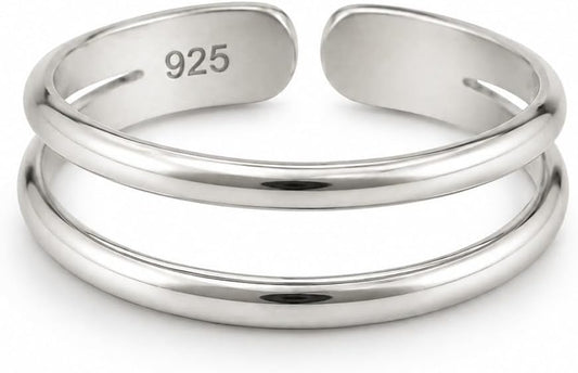 Sterling Silver Toe Ring, Handmade Adjustable Open Band, Minimalist Dainty Summer Beach Foot Jewelry for Women, Can Be Worn as Knuckle or Pinky Ring
