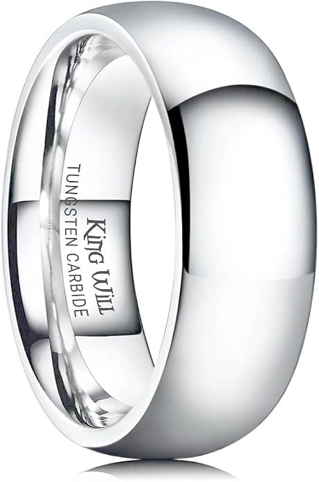 King Will Tungsten Carbide Wedding Band for Men Women Promise Rings for Couples Domed High Polish