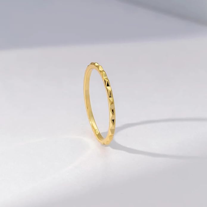 14K Gold Vermeil Ring for Women, Minimalist Stackable Band, 925 Sterling Silver Statement & Everyday Jewelry, Gifts for Women