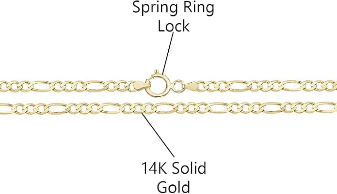 Savlano 14K Solid Gold Italian Chain Figaro, Rope, Mariner, Box, Cuban 14 Karat Anklet for Women Comes With Gift Box - Made in Italy