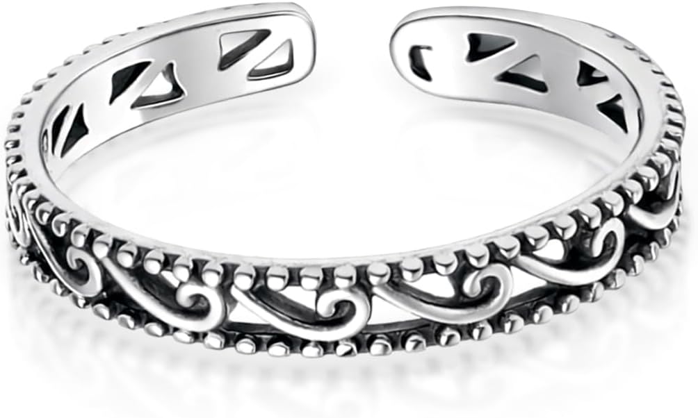 LeCalla 925 Sterling Silver Minimalist Toe Rings Set Simple Open Adjustable Toe-Rings for Women