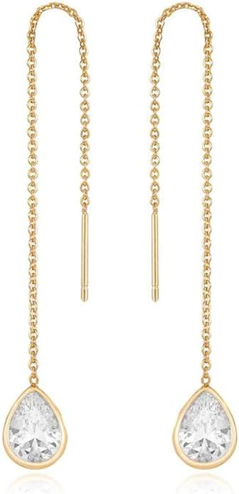 Ettika 18k Gold Plated, Silver Plated, Rhodium Plated Pull Through Threader Earrings. Threaders Minimalist Earring. Womens Jewelry Gifts