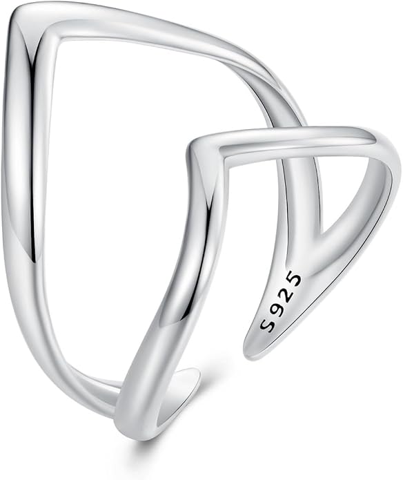 MUNDELL 925 Sterling Silver Simple Multi-layer Leaf Adjustable Ring Green Lucky Leaves Statement Ring for Women Promise Ring Fine Jewelry