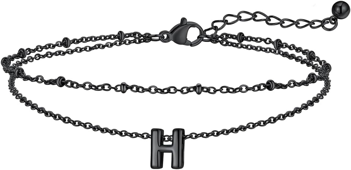 FaithHeart Initial Ankle Bracelets for Women, Waterproof 14k Gold Plated Initial Anklets Non Tarnish Stainless Steel Cute Layered Anklet Summer Beach Jewelry
