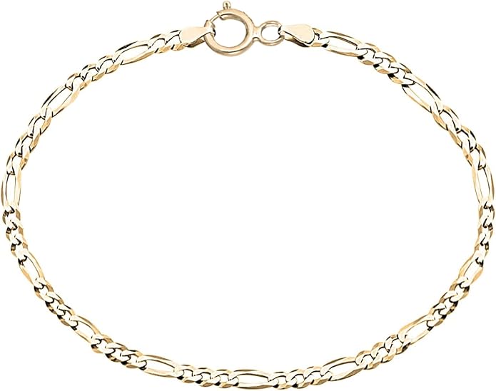 Savlano 14K Solid Gold Italian Chain Figaro, Rope, Mariner, Box, Cuban 14 Karat Anklet for Women Comes With Gift Box - Made in Italy