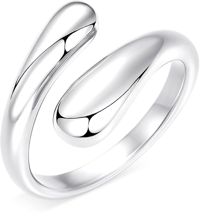 Non Tarnish Gold Chunky Rings for Women, 14K Gold Plated Statement Dome Rings Stacking Silver, Adjustable Mens Eternity Wedding Band Mixed Metal Jewelry Size 3-13