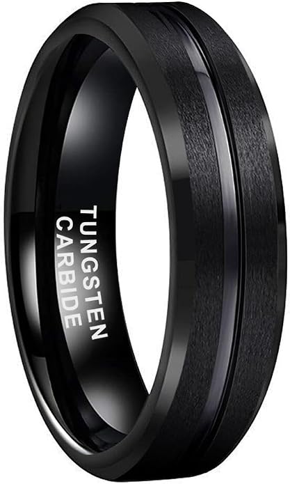 TUTISS 6mm 8mm Silver/Black/Blue/Gunmetal/Gold/Rose Gold Tungsten Rings for Men Women Fashion Engagement Wedding Bands Matte Finish Beveled Edges Comfort Fit