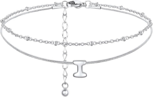 ChainsProMax Initial Ankle Bracelets for Women, Waterproof Anklets Bracelet Adjustable Summer Beach Women Foot Jewelry, Stainless Steel/Gold Plated-Send Gift Box/Letter A-Z